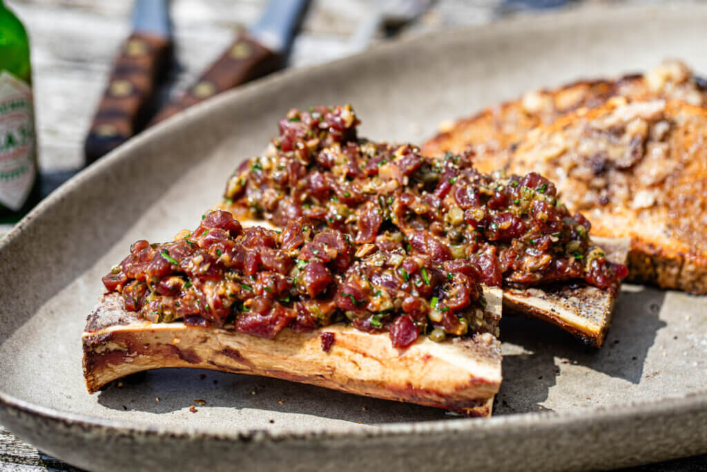 Beef Tartare Recipe W Barbecued Marrow Bone Toast Swaledale Journal