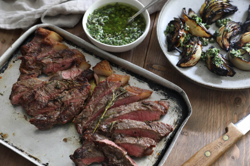 Rump Steak With Barbecue Onions & Spiky Salsa Verde | BBQ Recipe