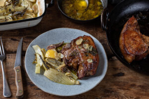 Pork Chop with Anchovy Dressing