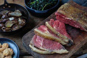 Roast Bone-In Sirloin with Jerusalem Artichokes & Shallots