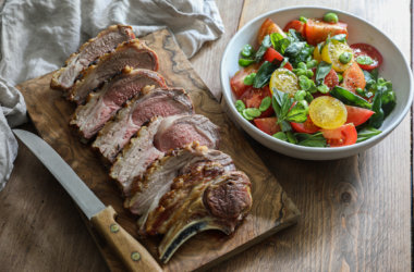 Rack of Lamb with Tomatoes, Broad Beans & Honey Summer Salad