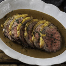 Rolled beef sirloin w/ porcini sauce