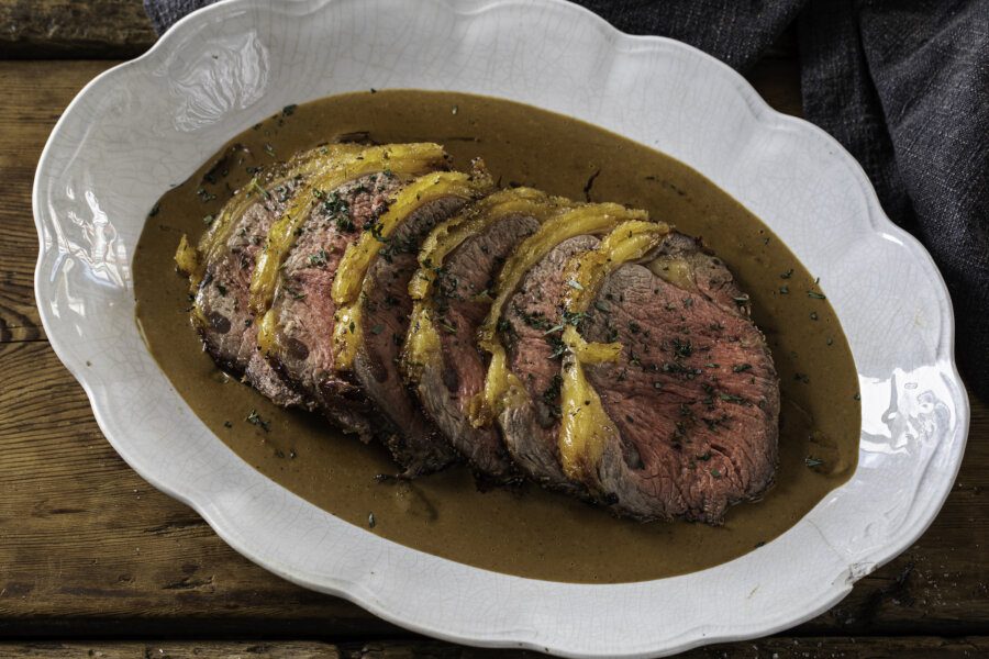 Val's Rolled Beef Sirloin Recipe With Porcini & Vermouth Sauce