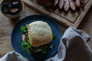 Stout & Ginger-Lacquered Smoked Pork Cheek Bun