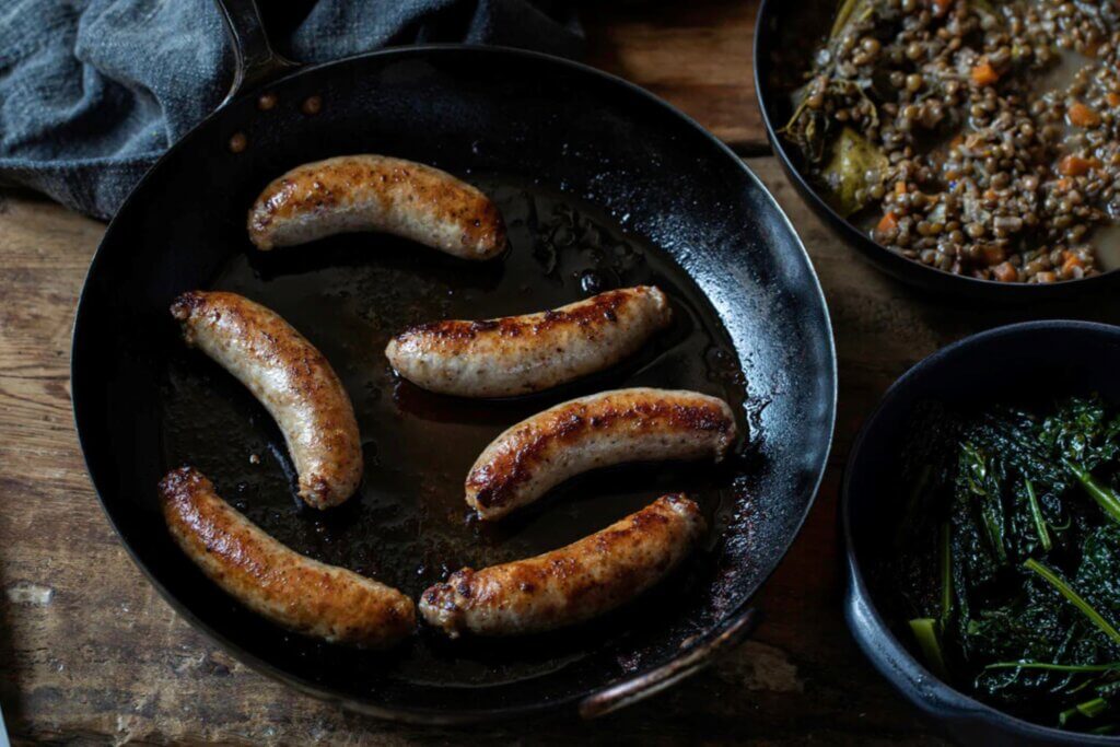 Sausages With Lentils & Cavolo Nero Recipe | George Ryle