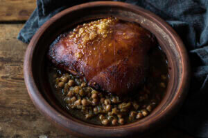 Whole Pork Cheek with Chickpeas, Oloroso & Sweet Onions