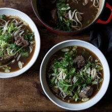 Beef shin, soy & ginger noodle broth
