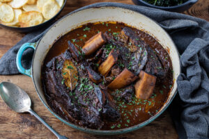 Jacob’s Ladder Beef Ribs Braised in Oloroso with Fried Potatoes