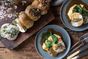 Rolled Chicken with Mash & Wild Garlic