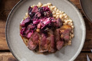 Sirloin for Two with White Beans & Marinated Radicchio