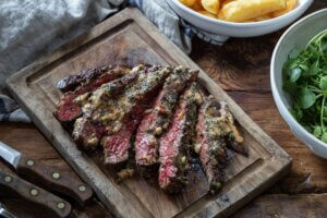Sharing Bavette with Roast Tomato & Bone Marrow Butter