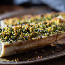 Bone marrow canoes, parsley & garlic crumb