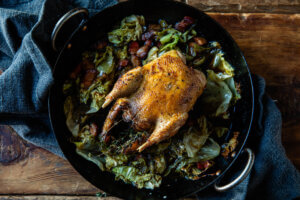 Roast Pheasant with Cabbage, Bacon & Marsala