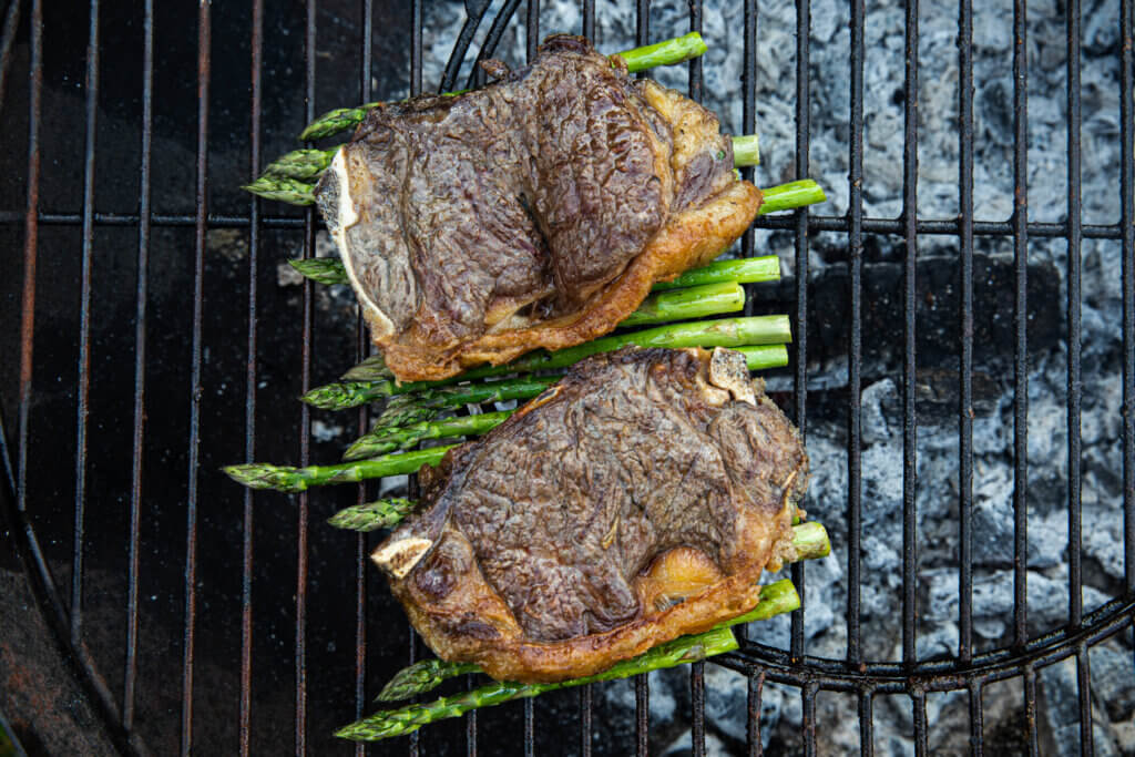 Sirloin Steak Recipe - BBQ Bone-In Steak With Asparagus &amp; Summer Salad