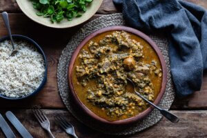 Iranian Mutton Stew with Rhubarb (Khoresh Rivas)