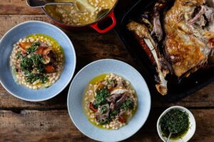 Shoulder of Lamb with White Beans & Salsa Verde