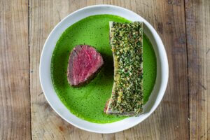 Chateaubriand with Bone Marrow & Watercress Sauce