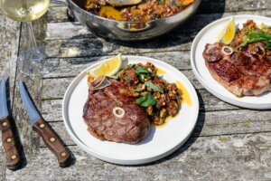 BBQ Lamb Ossobuco with Sicilian Caponata
