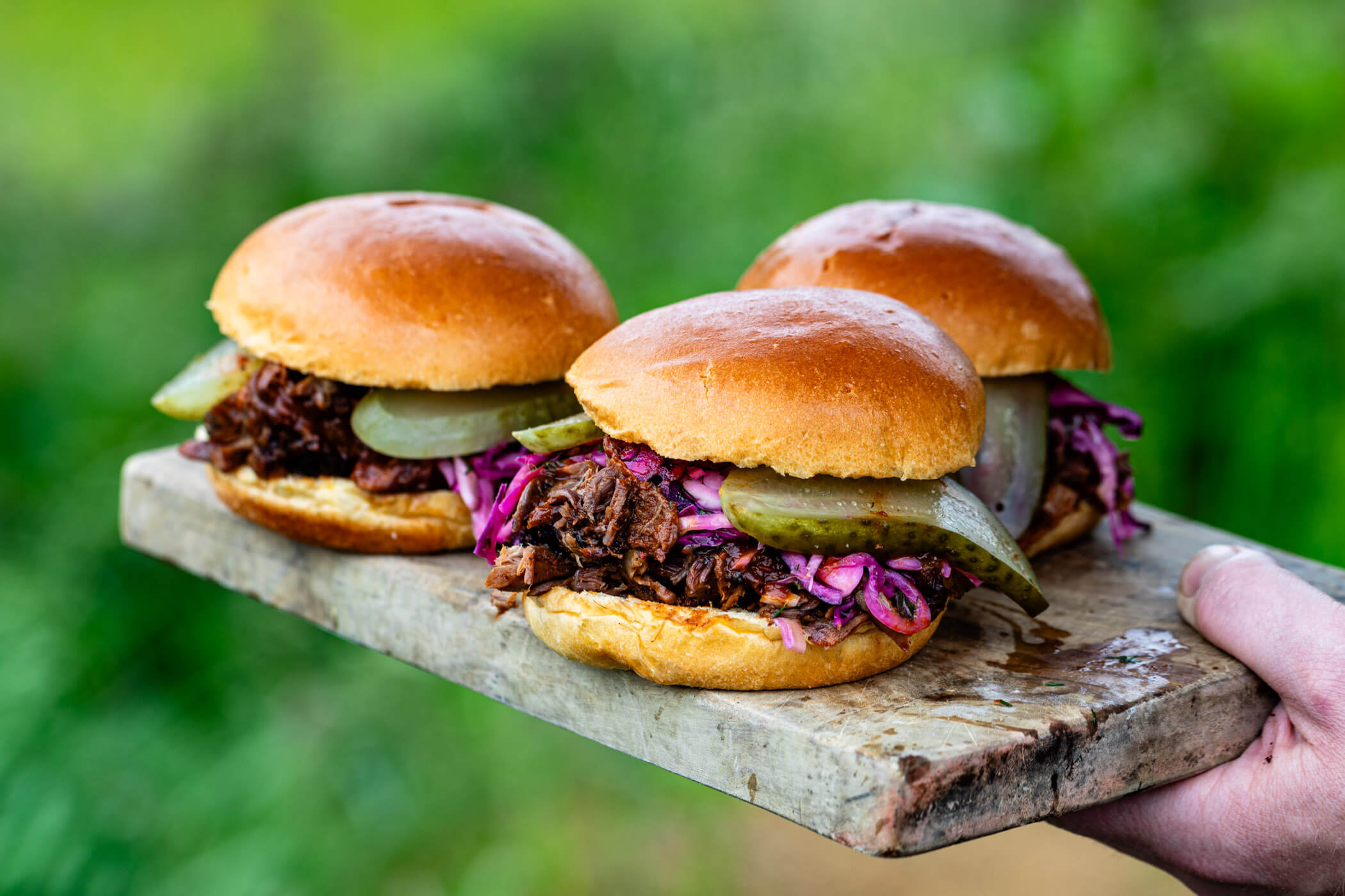 Beef Shin with Brioche Buns, Slaw & BBQ Sauce