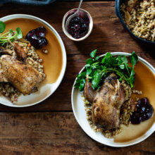 Roast partridge recipe w/ barley, bacon & cabbage