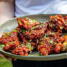 Korean fried chicken recipe w/ sweetcorn & chicken skin butter