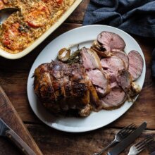 Roast mutton leg recipe w/ baked fennel & tomatoes